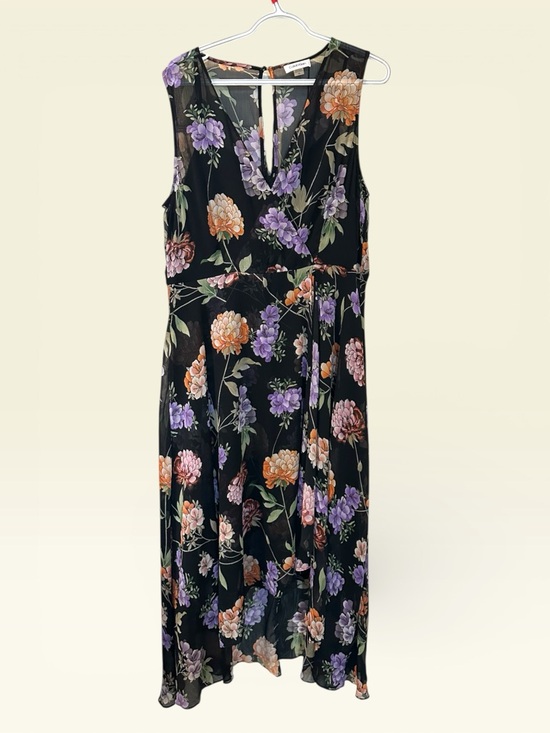 🌻 Calvin Klein Sleeveless Floral High-Low Dress #500 - Picture 9 of 14
